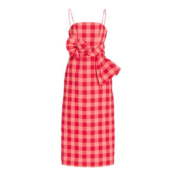 Leila Plaid Crepe Midi Dress