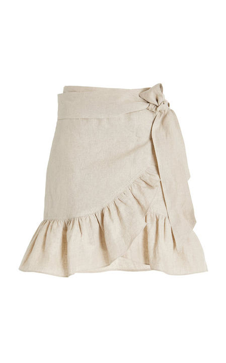 Tempster Ruffled Linen Mini Wrap Skirt展示图