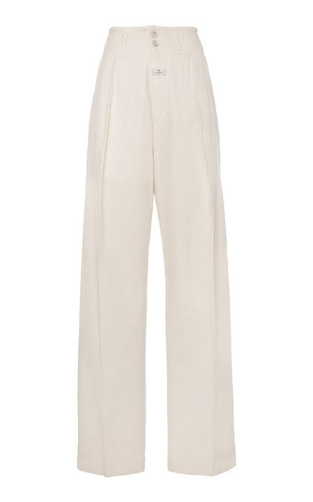 Pleated Cotton High-Rise Wide-Leg Pants展示图