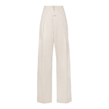 Pleated Cotton High-Rise Wide-Leg Pants