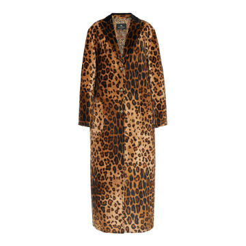 Leopard-Print Cotton-Blend Velvet Coat