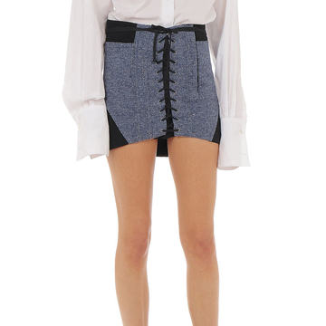 Lace Up Felt Mini Skirt