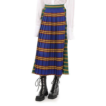 Pleated Gabardine Midi Skirt