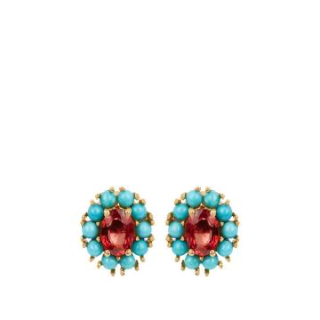 Sapphire, turquoise & yellow-gold earrings