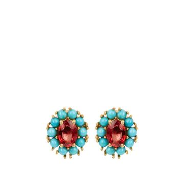 Sapphire, turquoise & yellow-gold earrings