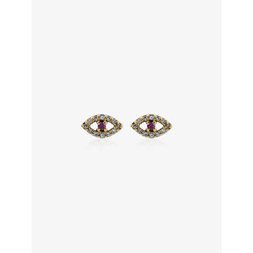 Diamond & Ruby rose gold eye earrings
