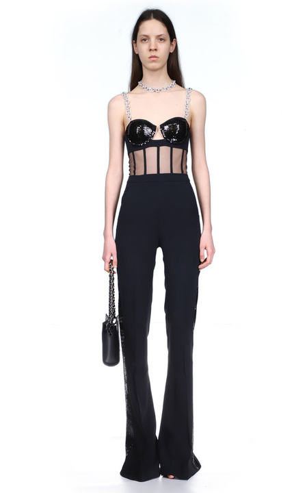 Corset-Detailed Multimedia Jumpsuit展示图