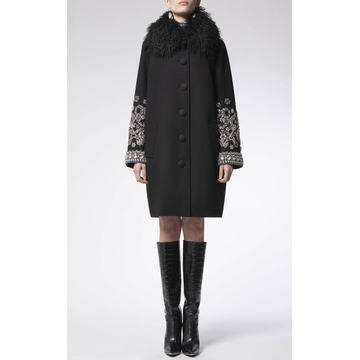 Jewel-Encrusted Virgin Wool Coat