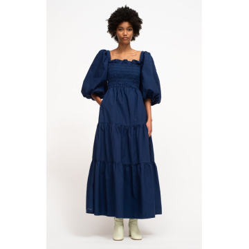 Claudine Puffed-Sleeve Cotton Maxi Dress