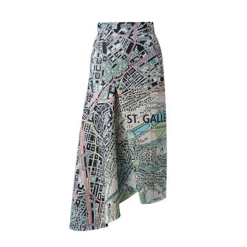 Printed Stretch Neoprene Midi Skirt