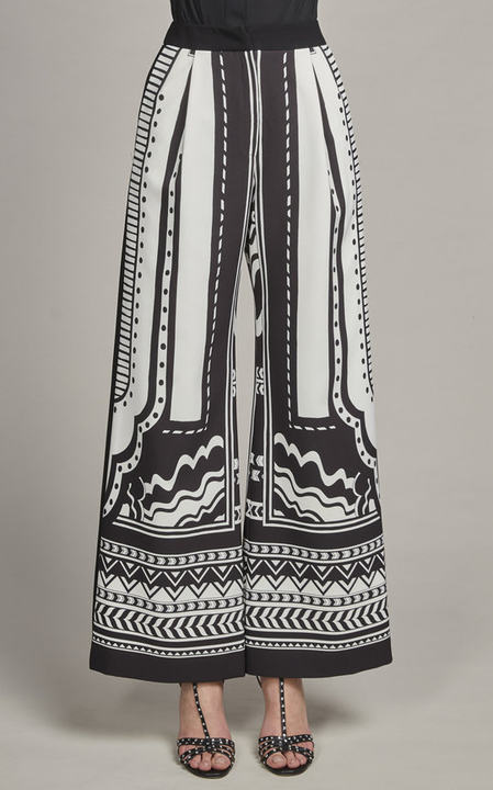 Printed Wide-Leg Crepe Pants展示图