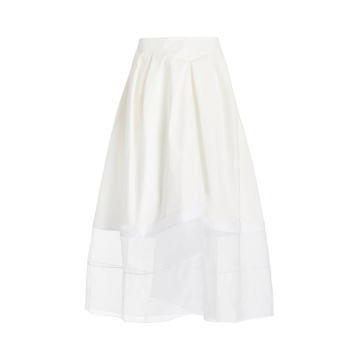 Window Pane Cotton Poplin Midi Skirt