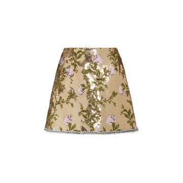 Floral Sequined Mini Skirt