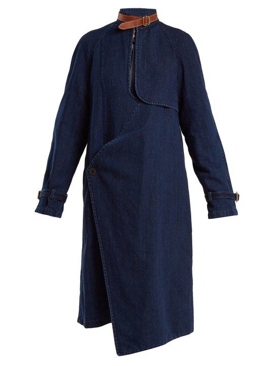 Asymmetric neck-strap denim coat展示图