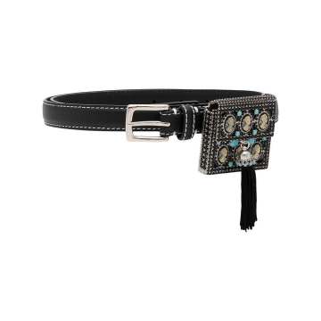 crystal-embellished leather belt