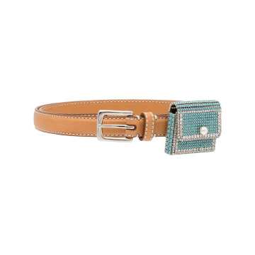 crystal-embellished leather belt