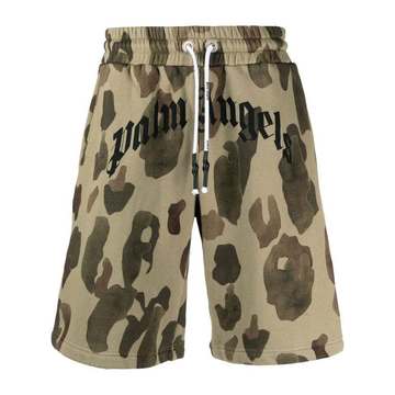 camouflage-print track shorts