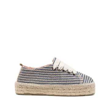 woven-stripe lace-up espadrilles