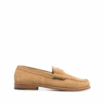 strap-detail suede loafers