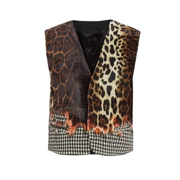 Leopard-print velvet waistcoat