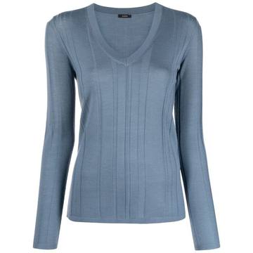 vertical detailing V-neck knitted top