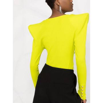 exaggerated-shoulder long-sleeve top