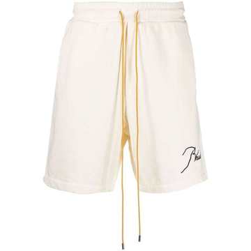 embroidered-logo drawstring shorts