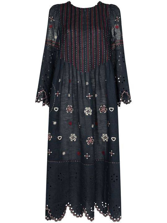 Jacqueline embroidered linen dress展示图