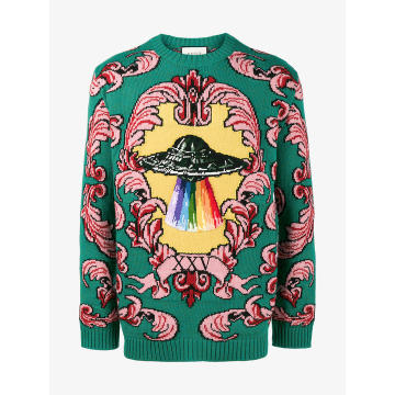 sweater with UFO appliqué