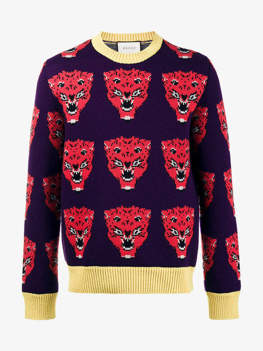 Tiger jacquard knitted sweater展示图