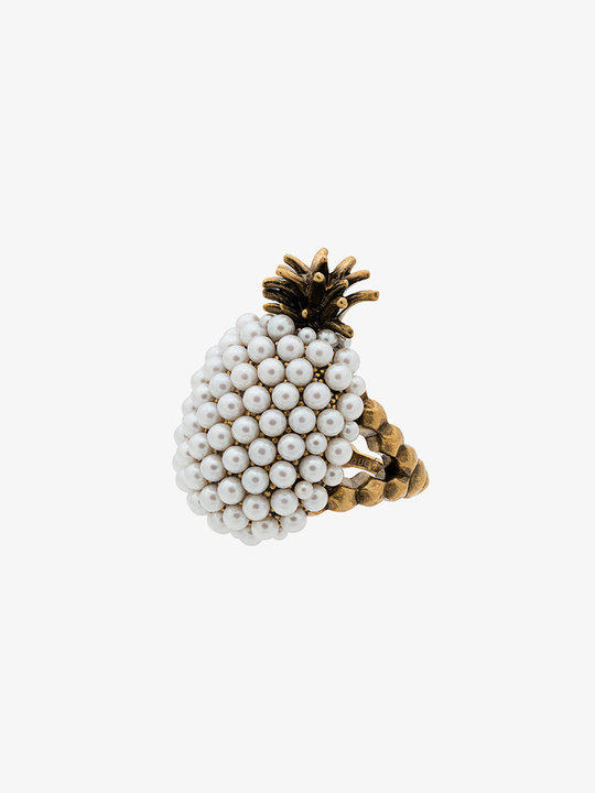 faux pearl embellished pineapple ring展示图