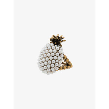 faux pearl embellished pineapple ring