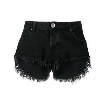 high rise frayed-edge denim shorts