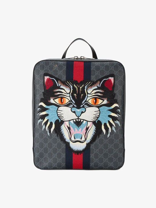 GG Supreme backpack with angry cat展示图