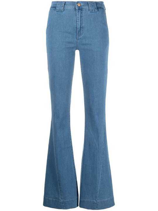 flared high-waisted jeans展示图