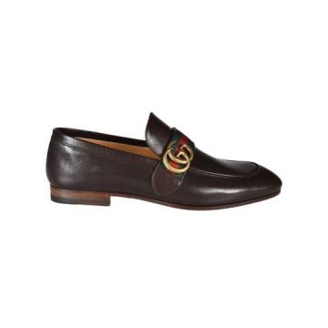 Gucci Gg Web Leather Loafers