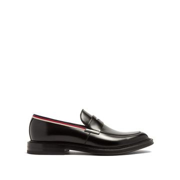 Beyond Web-striped embellished leather loafers