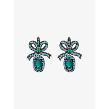 crystal embellished bow earrings