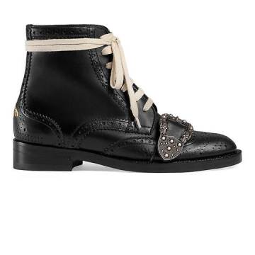 Dionysus Buckle-Strap Leather Wingtip Boots
