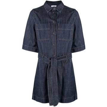 belted-waist denim playsuit