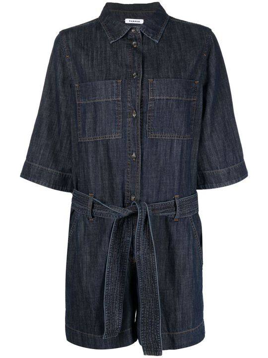 tie-fastening denim playsuit展示图