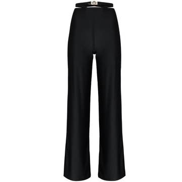 strap-waist straight-leg trousers