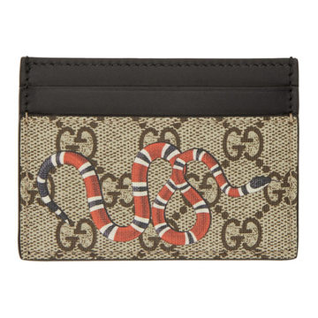 Beige & Black GG Supreme Snake Card Holder