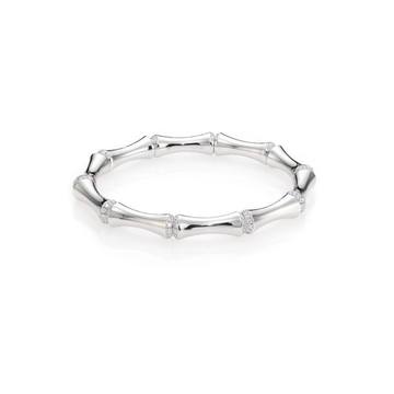 Bamboo Diamond & 24K White Gold Bangle Bracelet