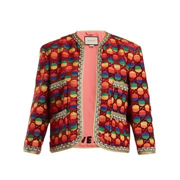 Amore-appliqué velvet jacket