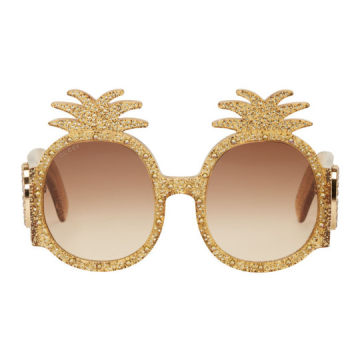 Yellow Pineapple Glitter Sunglasses