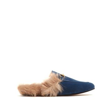 Princetown fur-lined velvet loafers