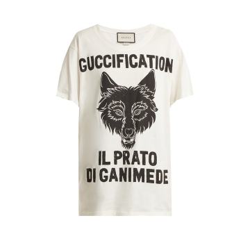 Wolf head printed cotton T-shirt