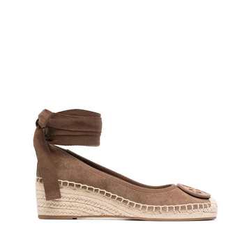 logo-patch wedge espadrilles