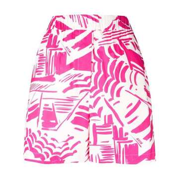 abstract-pattern high-rise shorts